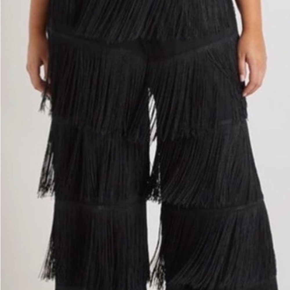 Eloquii Black Fringe Pants